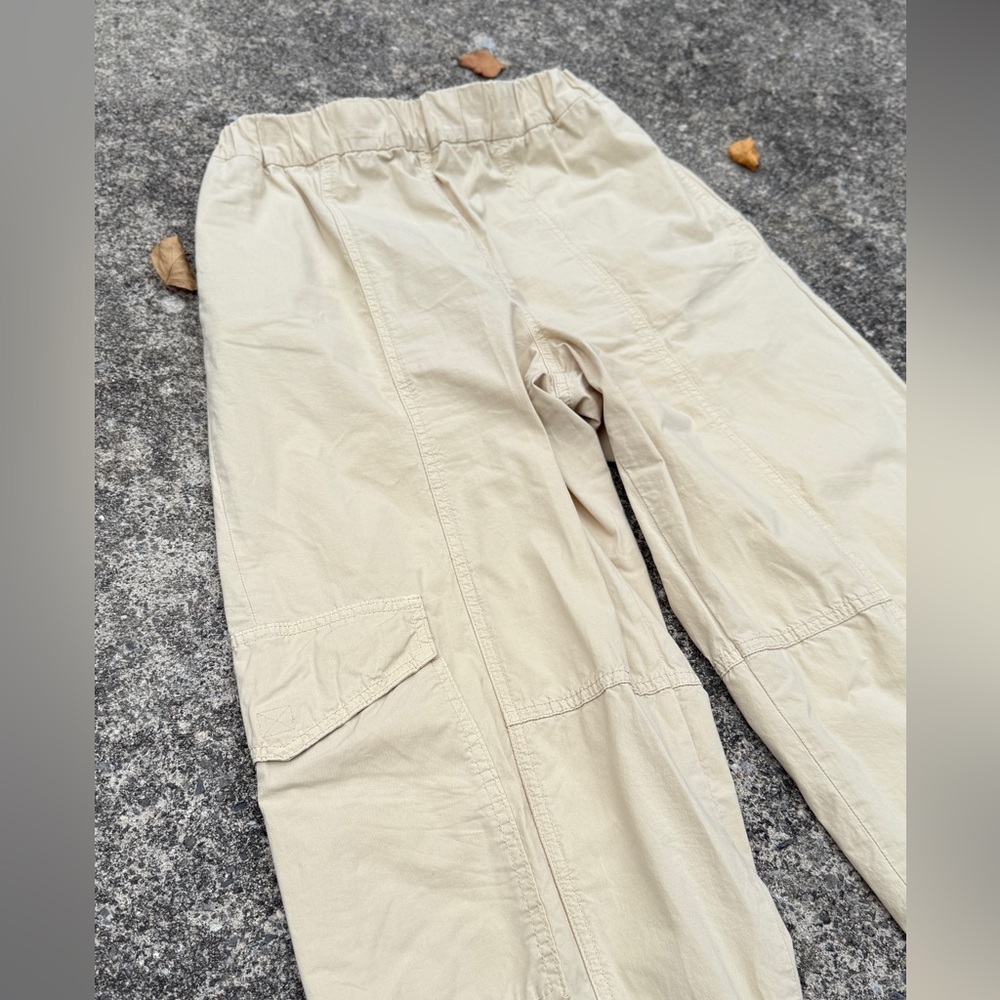 GANNI Washed Canvas Elasticated Curve Pants in Pale Khaki size 38 - Picture 6 of 12
